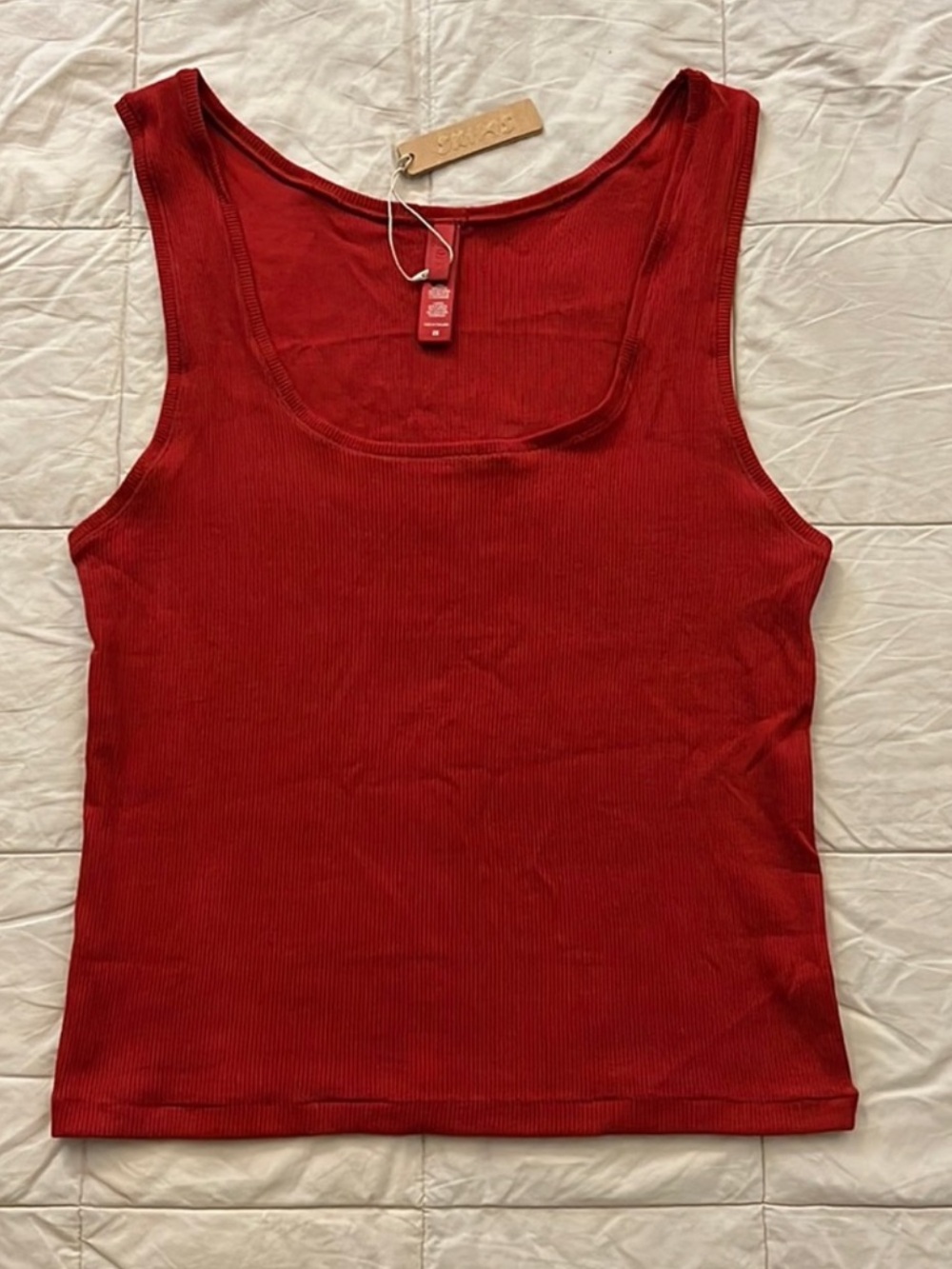 SKIMS COTTON RIB  SMALL TANK NWT BRICK (G12)